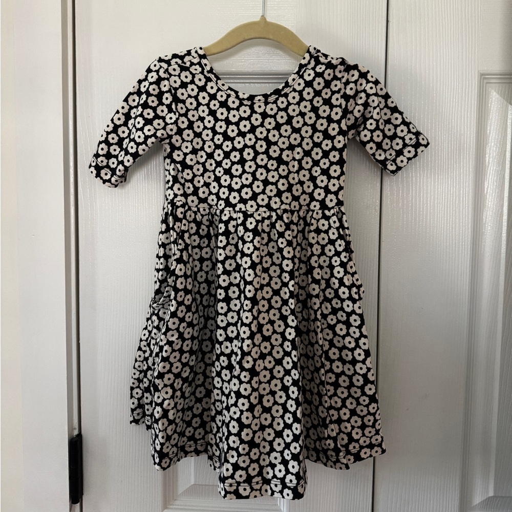 Hanna Andersson Black and White Floral Kids Dress